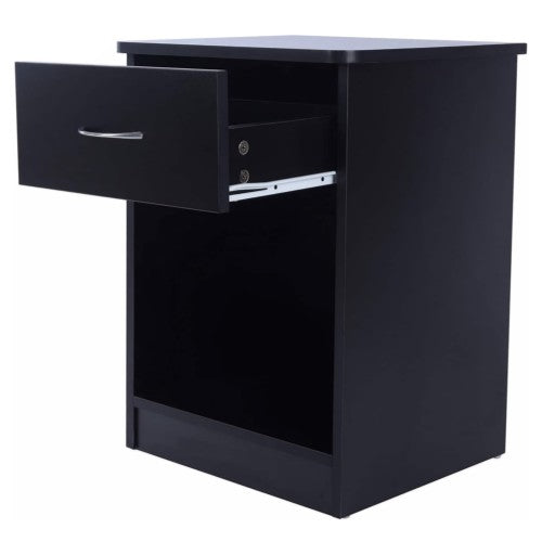 Set of 2 Nightstand, Bedside Table with Drawer and Open Shelf, Modern MDF Bedside Side End Table for Home, Bedroom (Black) Set of 2 Nightstand, Bedside Table with Drawer and Open Shelf, Modern MDF Bedside Side End Table for Home, Bedroom (Black)